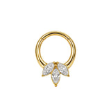 Nikkelvrij Stalen Click Ring - Triple Marquise Zirkonia Goud