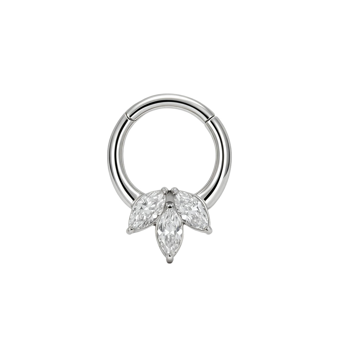 Nikkelvrij Stalen Click Ring - Triple Marquise Zirkonia Zilver