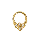 Nikkelvrij Stalen Click Ring - Zirkonia Vintage Crown Goud