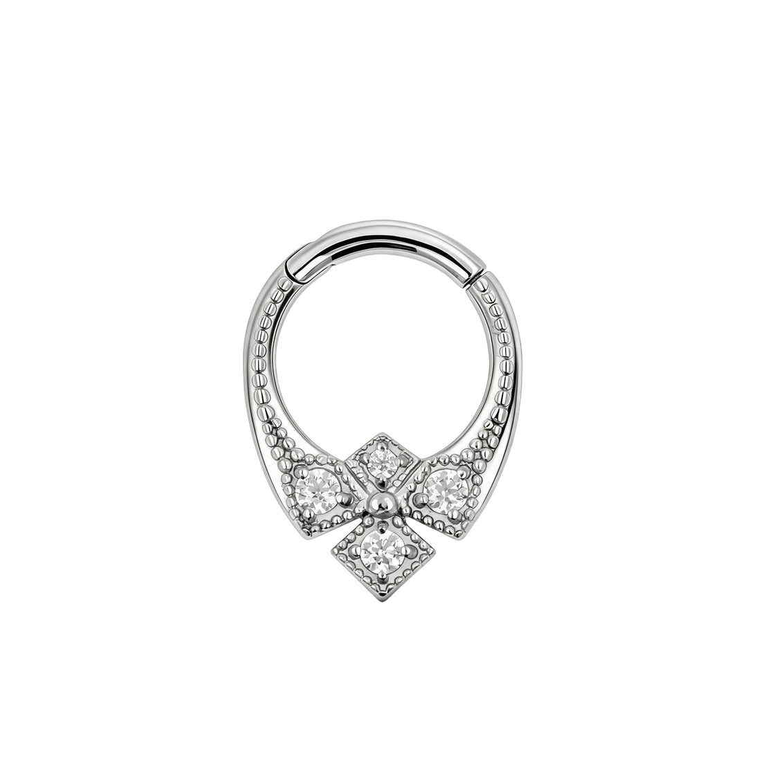 Nikkelvrij Stalen Click Ring - Zirkonia Vintage Crown Zilver