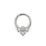 Nikkelvrij Stalen Click Ring - Zirkonia Vintage Crown Zilver