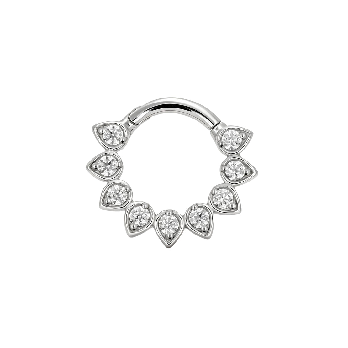 Nikkelvrij Stalen Click Ring - Zirkonia Sunflower Zilver