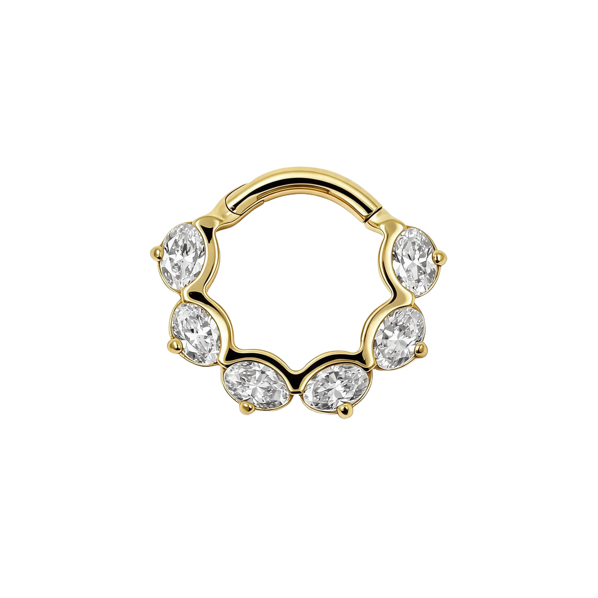 Nickelfreier Edelstahl-Clicker - Zirkonia Ovals Gold