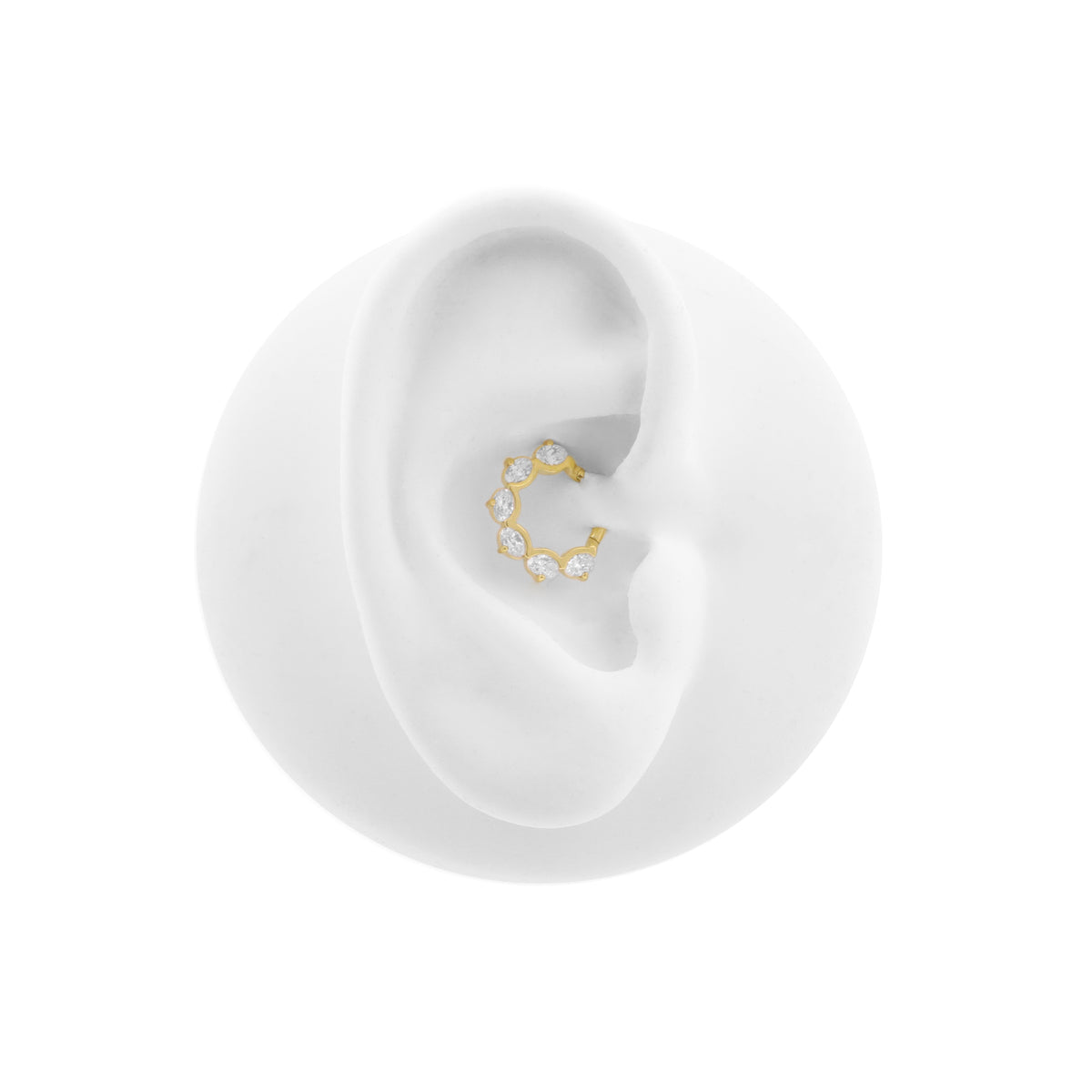 Nickelfreier Edelstahl-Clicker - Zirkonia Ovals Gold