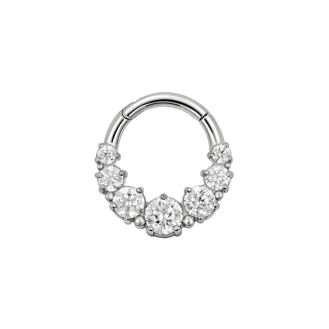 Nikkelvrij Stalen Click Ring - Zirkonia Spheral Zilver