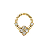 Nikkelvrij Stalen Click Ring - Zirkonia Clover Goud