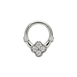 Nikkelvrij Stalen Click Ring - Zirkonia Clover Zilver