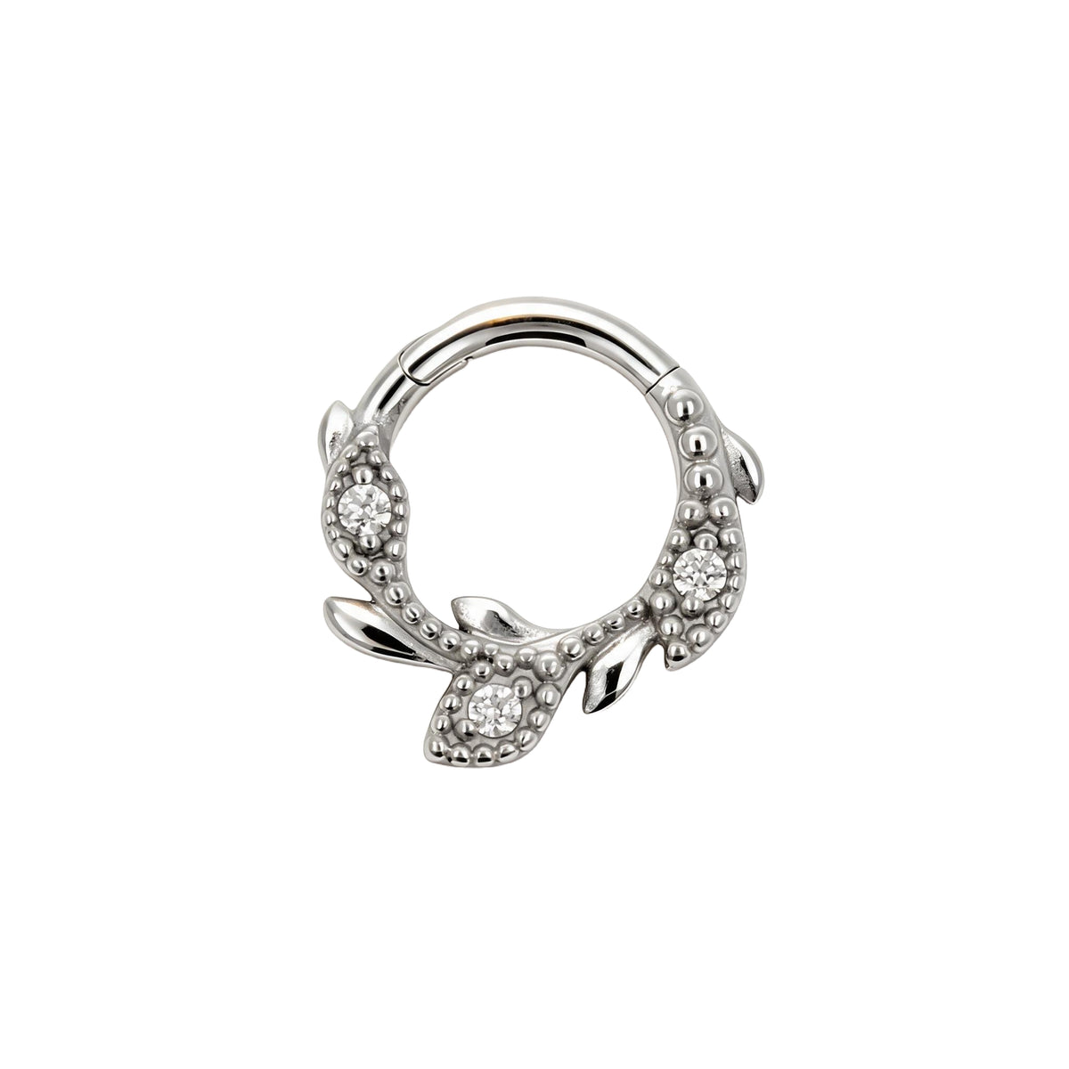 Nickelfreier Edelstahl-Clicker - Zirkonia Vine Silber