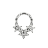 Nikkelvrij Stalen Click Ring - Zirkonia Stars Zilver