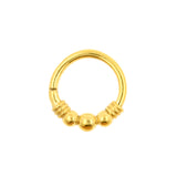 Chirurgischer Stahl Click-Ring - 3 Kugeln Gold