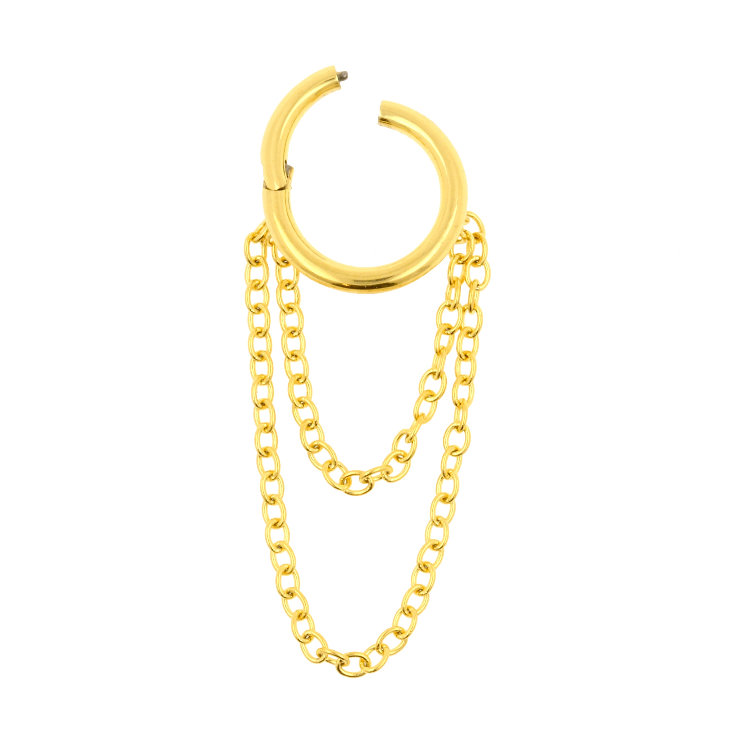Chirurgisch Stalen Click Ring Met Ketting Goud