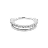 Chirurgischer Edelstahl Double Click Ring – Zirkonia Silber