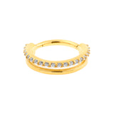 Chirurgischer Stahl Double Click Ring - Zirkonia Gold