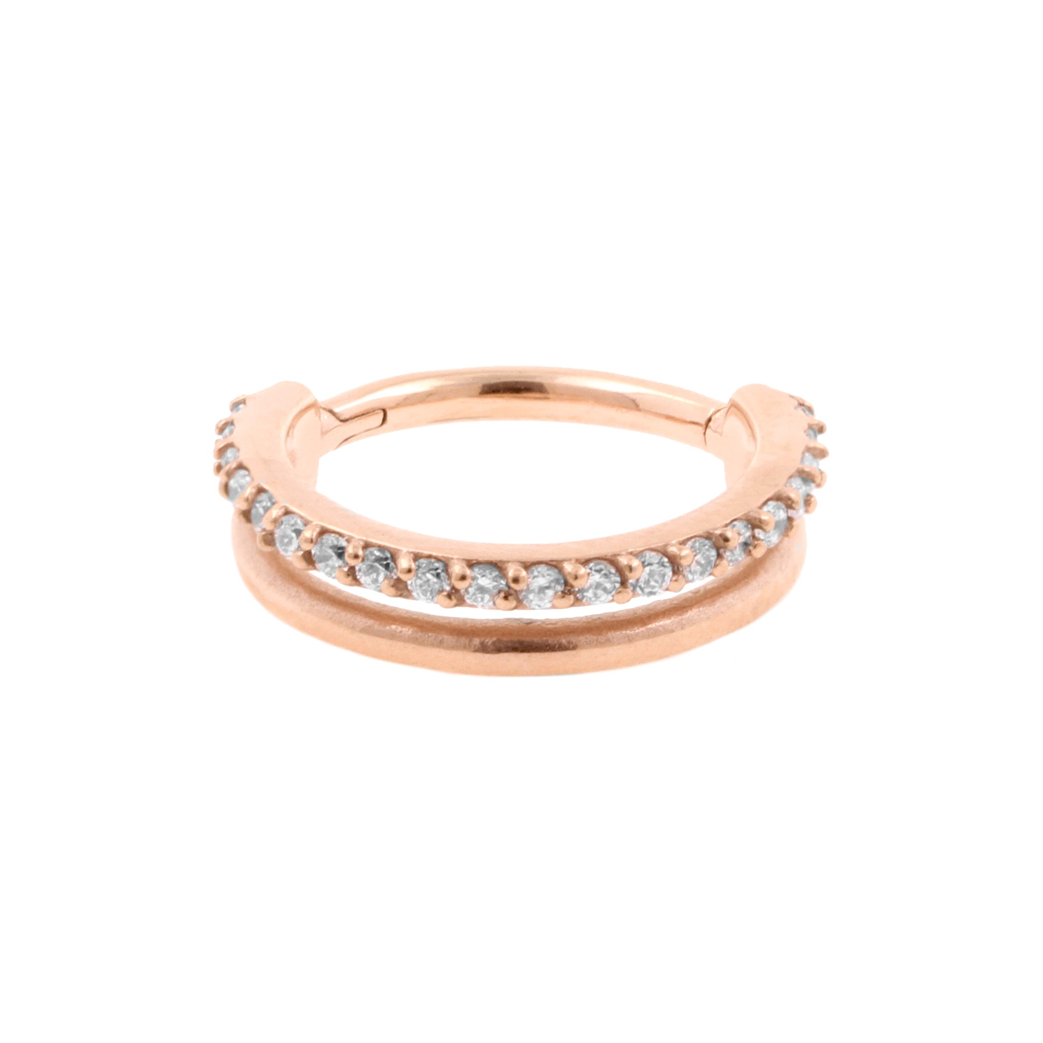 Chirurgisch Stalen Double Click Ring - Zirkonia Rose Goud