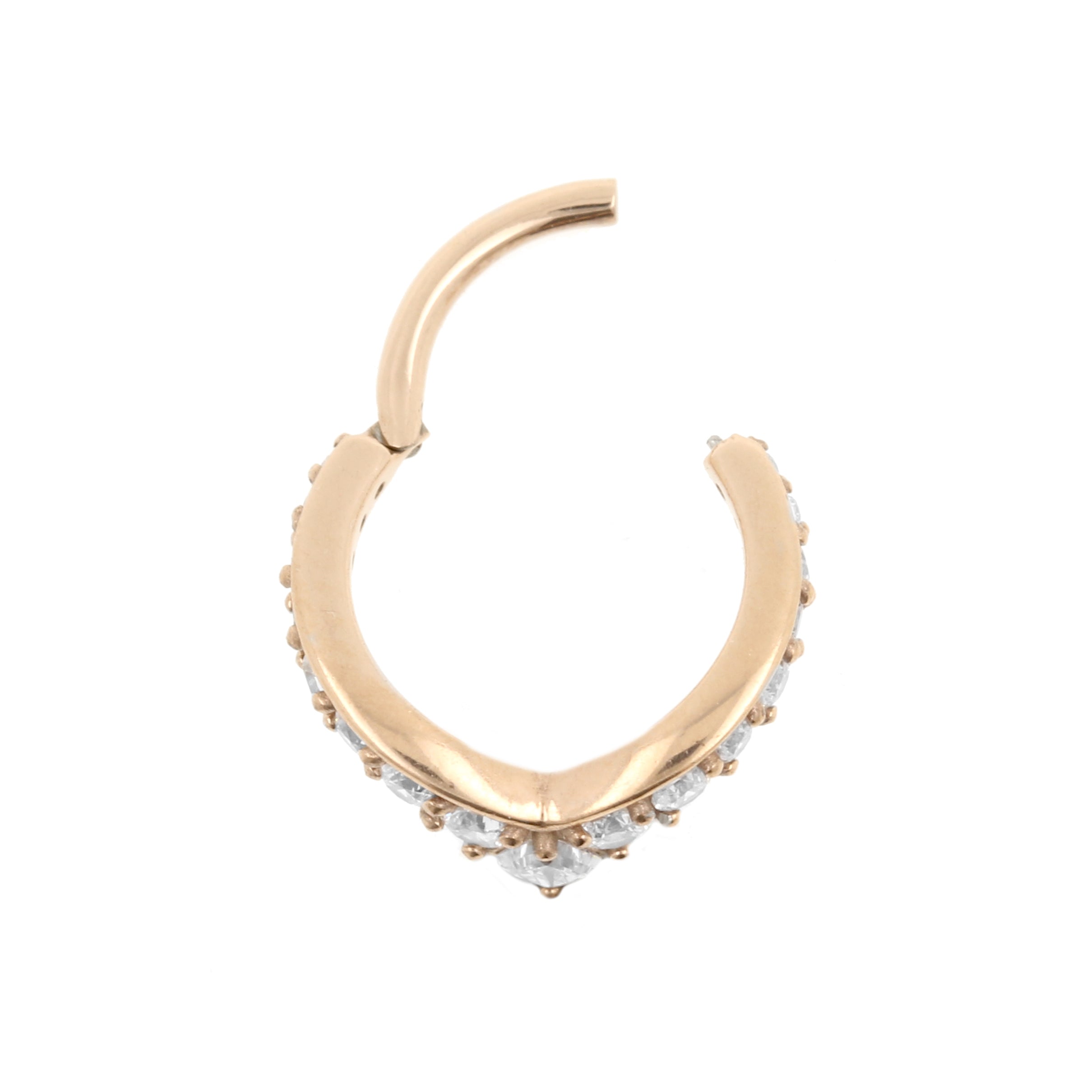 Chirurgisch Stalen Click Ring - Zirkonia Tiara Rose Goud