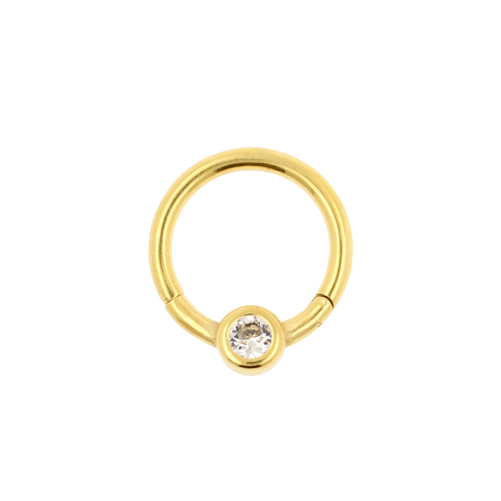 Chirurgisch Stalen Smile Click Ring Met Kirstal Clear