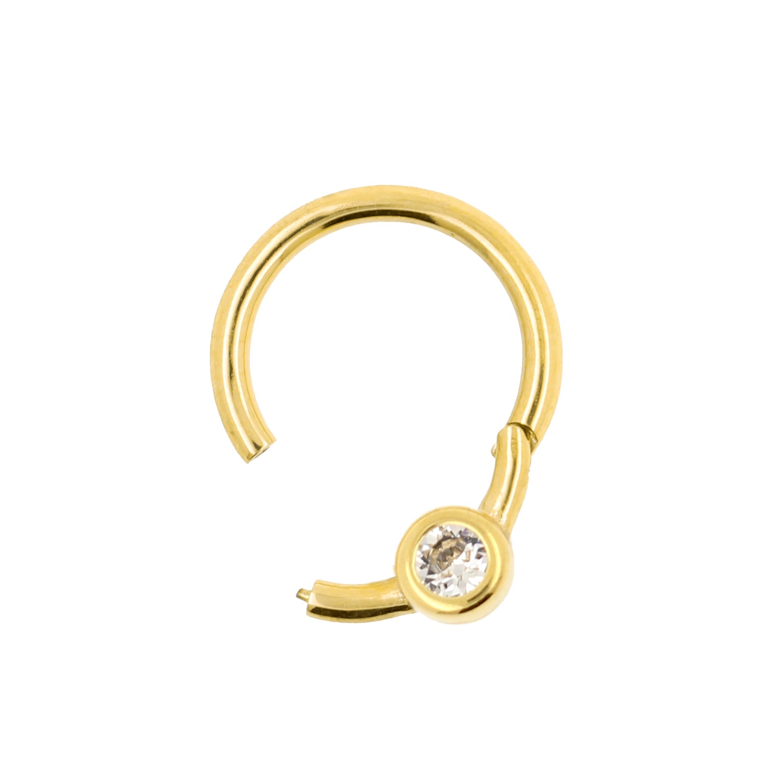 Chirurgisch Stalen Smile Click Ring Met Kirstal Clear
