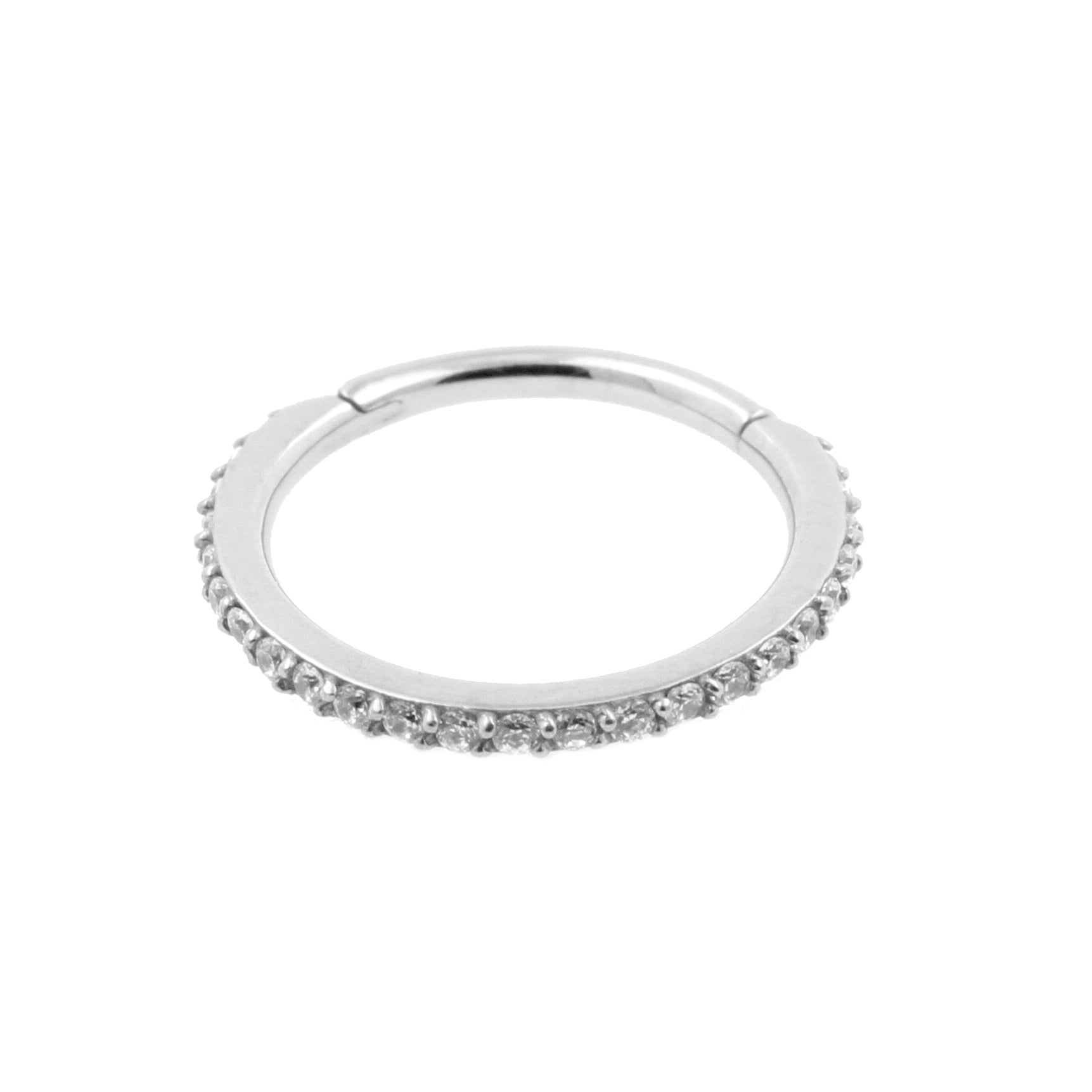 Chirurgisch Stalen Click Ring Met Zirkonia Clear