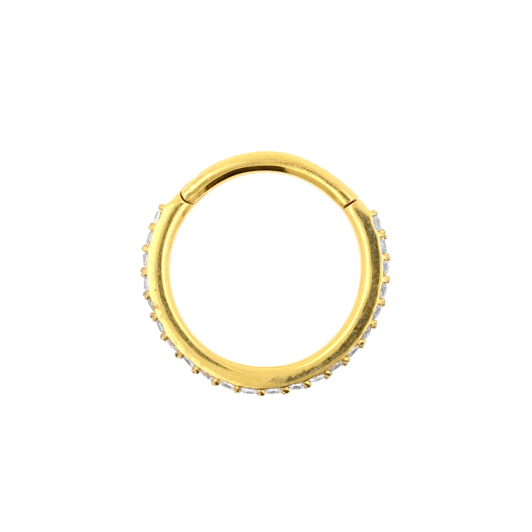 Chirurgisch Stalen Click Ring Met Zirkonia Goud