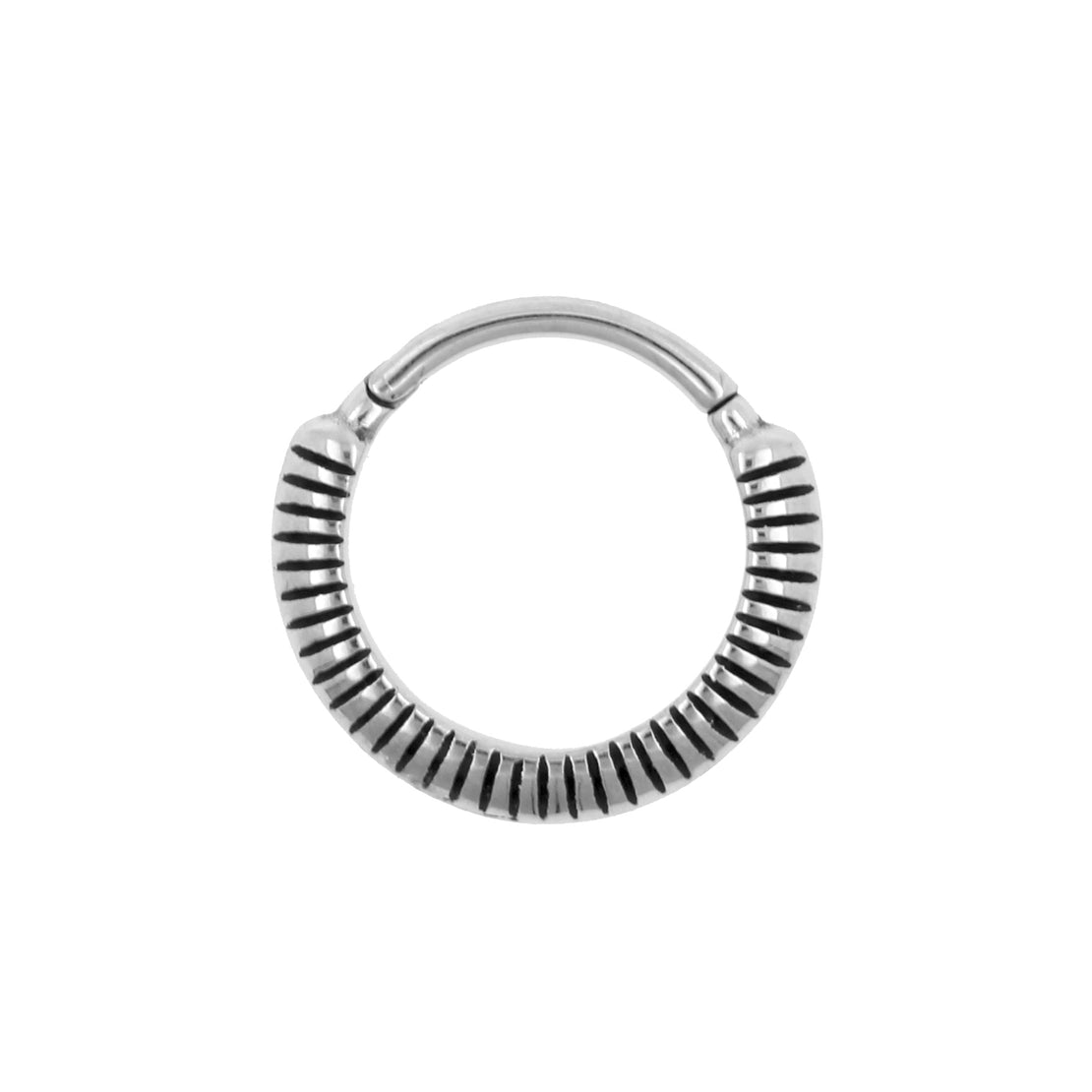 Chirurgisch Stalen Click Ring - Lined Zilver