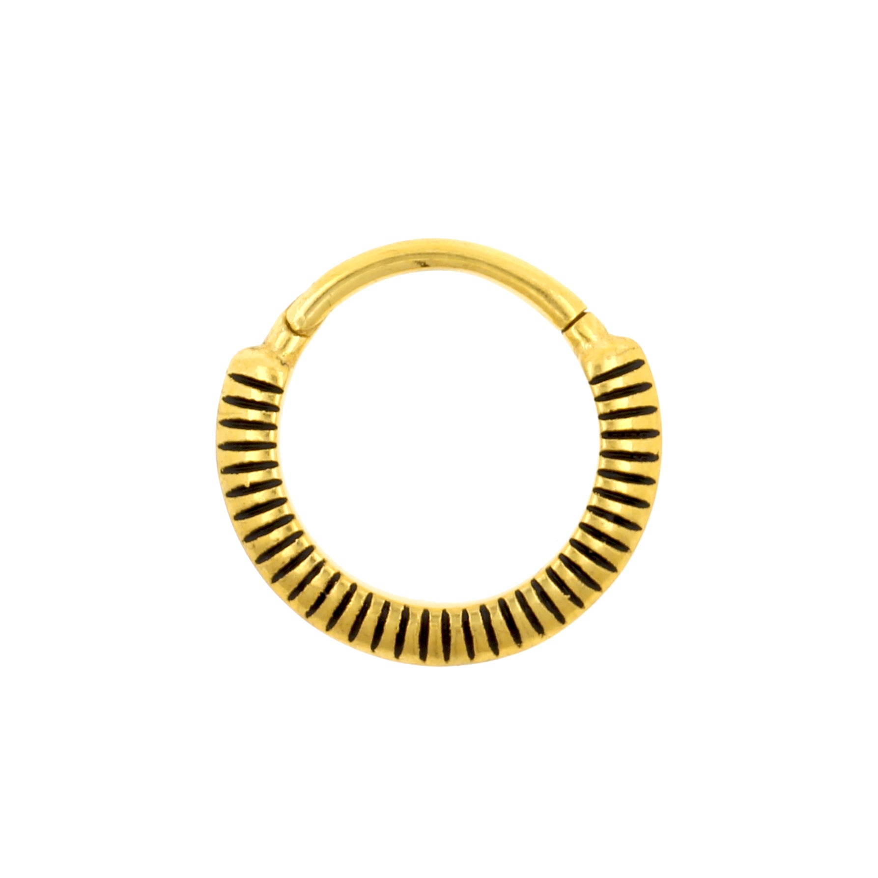 Chirurgisch Stalen Click Ring - Lined Goud