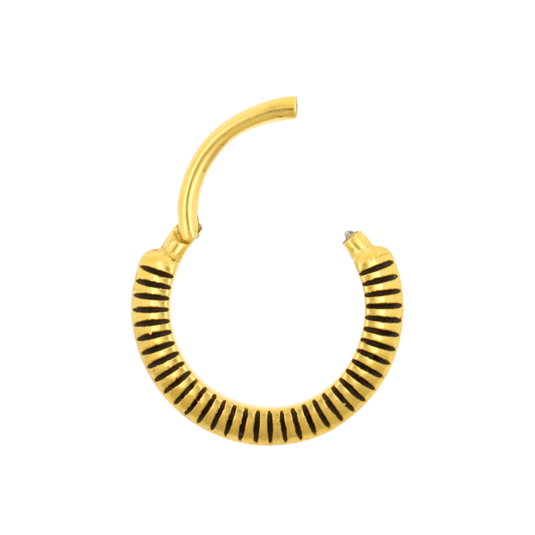 Chirurgisch Stalen Click Ring - Lined Goud