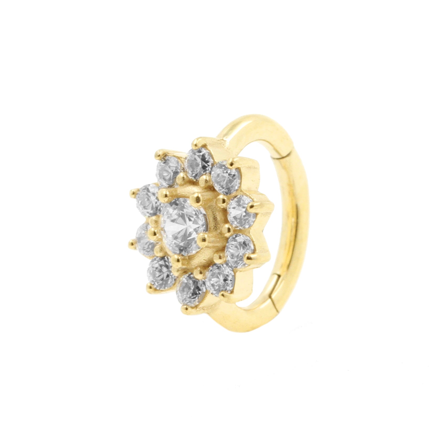 Nikkelvrij Stalen Rook Clicker - Zirconia Flower Clear / Clear