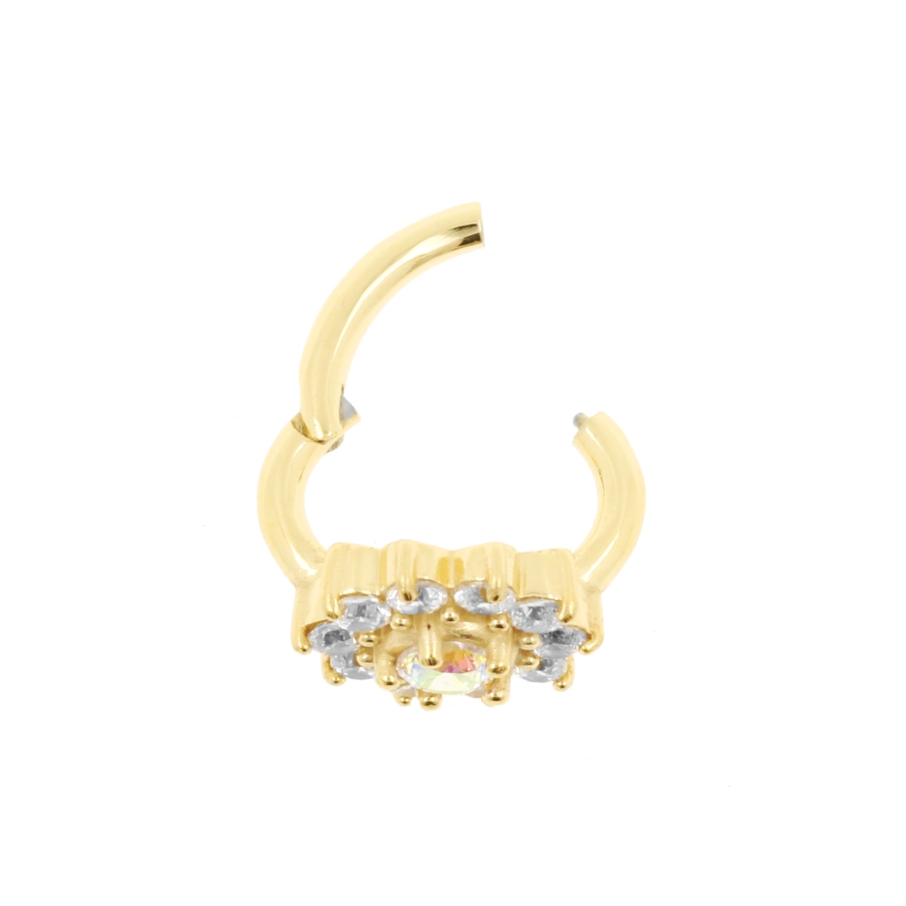 Nikkelvrij Stalen Rook Clicker - Zirconia Flower Crystal AB / Clear