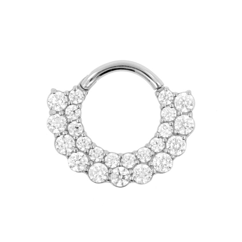 Nikkelvrij Stalen Click Ring - Dubbele Zirkonia Zilver