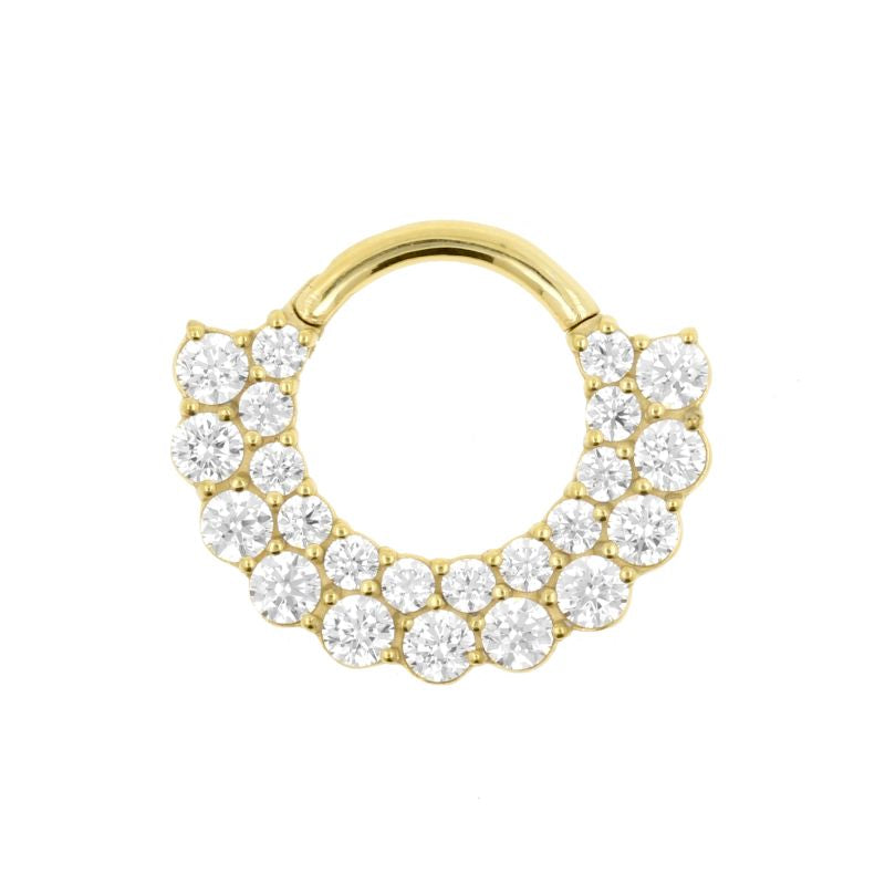 Nikkelvrij Stalen Click Ring - Dubbele Zirkonia Goud