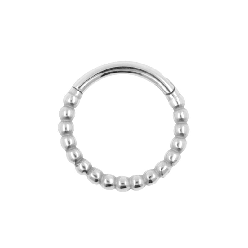 Nikkelvrij Stalen Click Ring - Dots Zilver