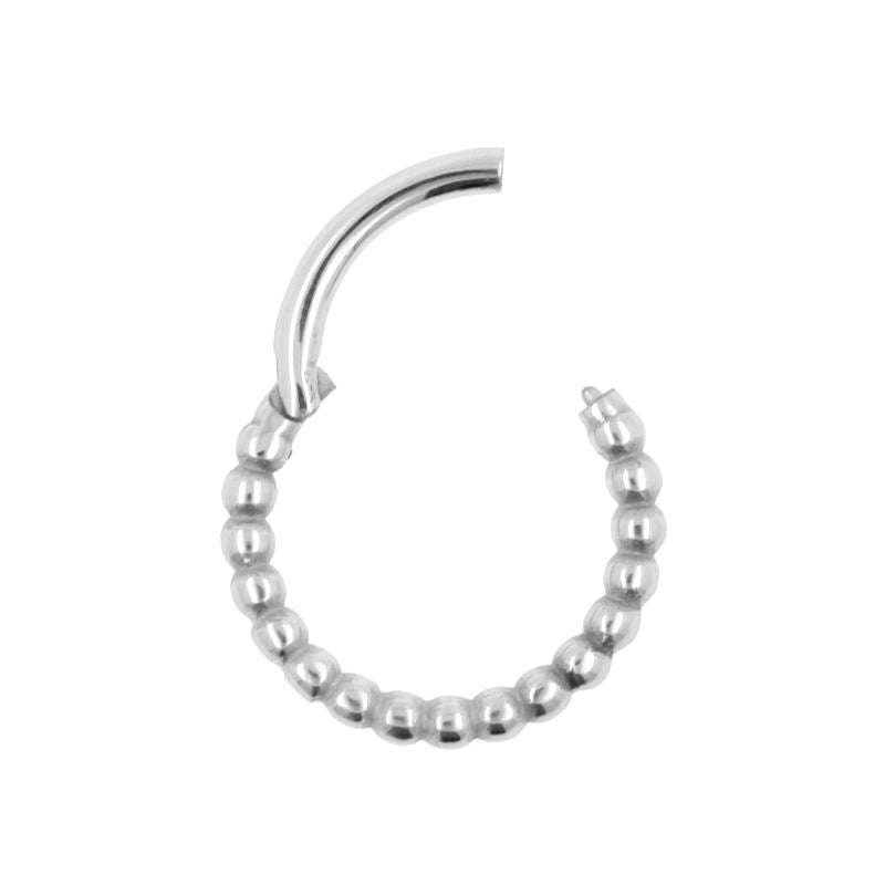 Nikkelvrij Stalen Click Ring - Dots Zilver