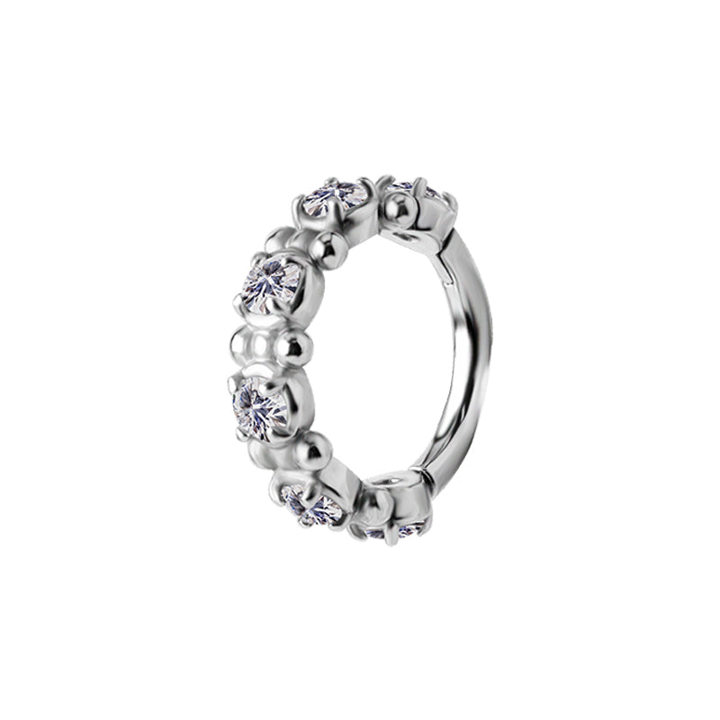 Nikkelvrij Staal Click Ring - Zirkonia Dots Zilver