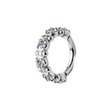 Nickelfreier Stahl-Click-Ring – Zirkonia-Dots Silber