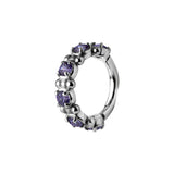 Nickelfreier Edelstahl Click Ring – Zirkonia Dots Silber