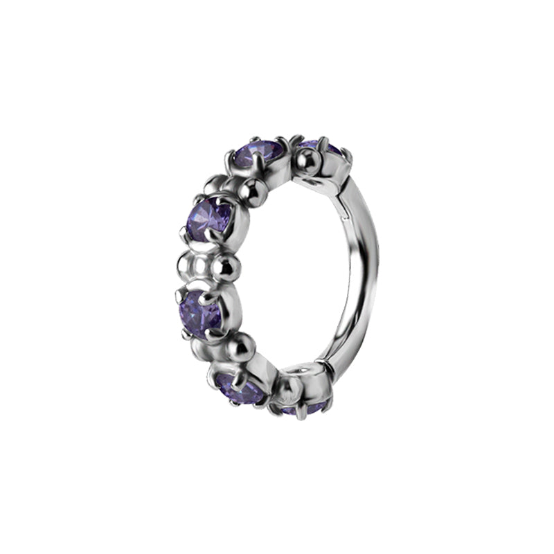 Nikkelvrij Staal Click Ring - Zirkonia Dots Zilver