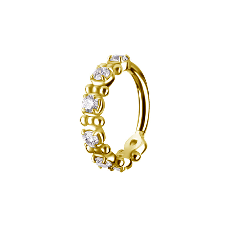 Nikkelvrij Staal Click Ring - Zirkonia Dots Goud