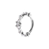 Nickelfreier Stahl Click-Ring – Zirkonia Tiara Silber