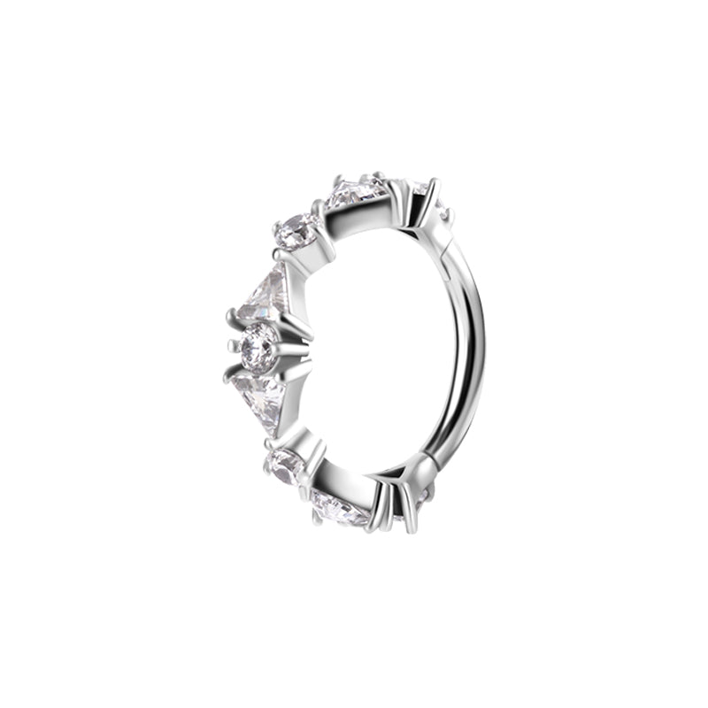 Nikkelvrij Staal Click Ring - Zirkonia Tiara Zilver