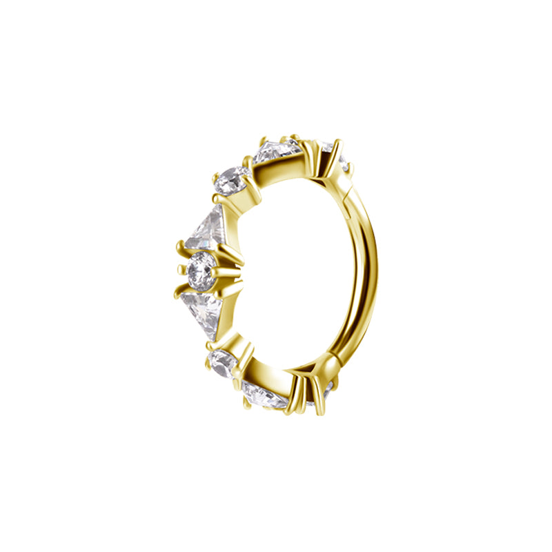 Nikkelvrij Staal Click Ring - Zirkonia Tiara Goud