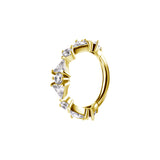 Nickelfreier Stahl Click-Ring - Zirkonia Tiara Gold