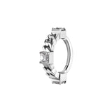 Nickelfreier Stahl Click-Ring – Zirkonia-Kette Silber