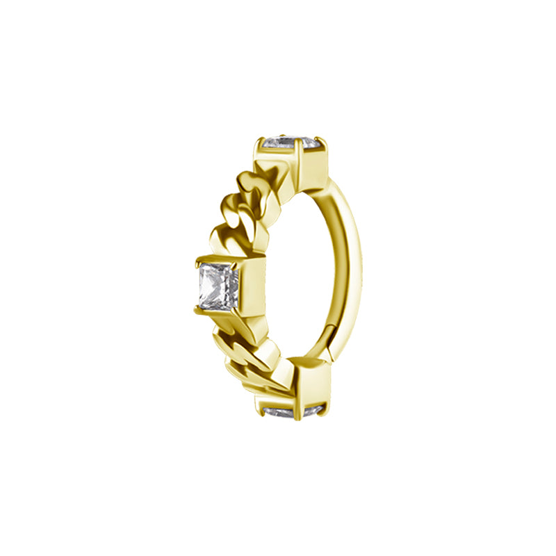 Nikkelvrij Staal Click Ring - Zirkonia Chain Goud