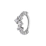 Nickelfreier Stahl Click-Ring – Zirkonia Festive Silber
