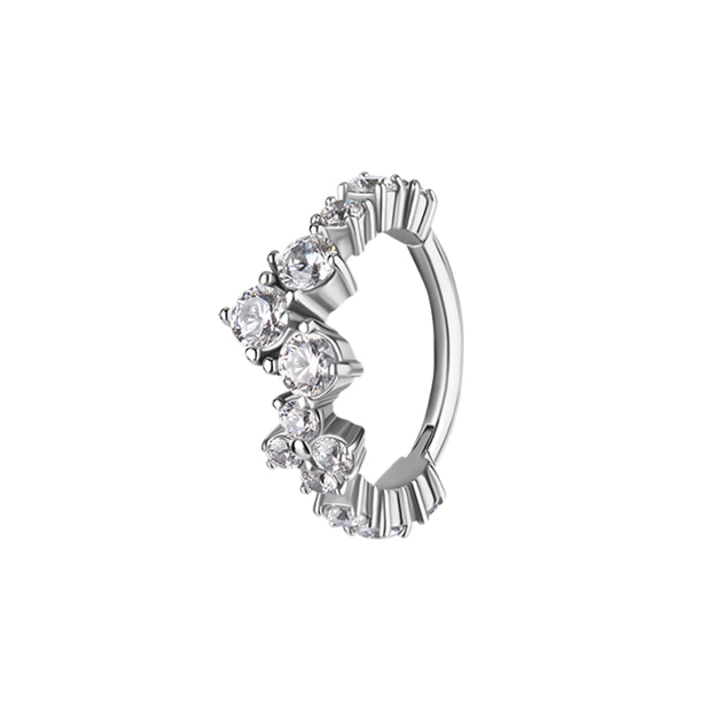 Nikkelvrij Staal Click Ring - Zirkonia Festive Zilver
