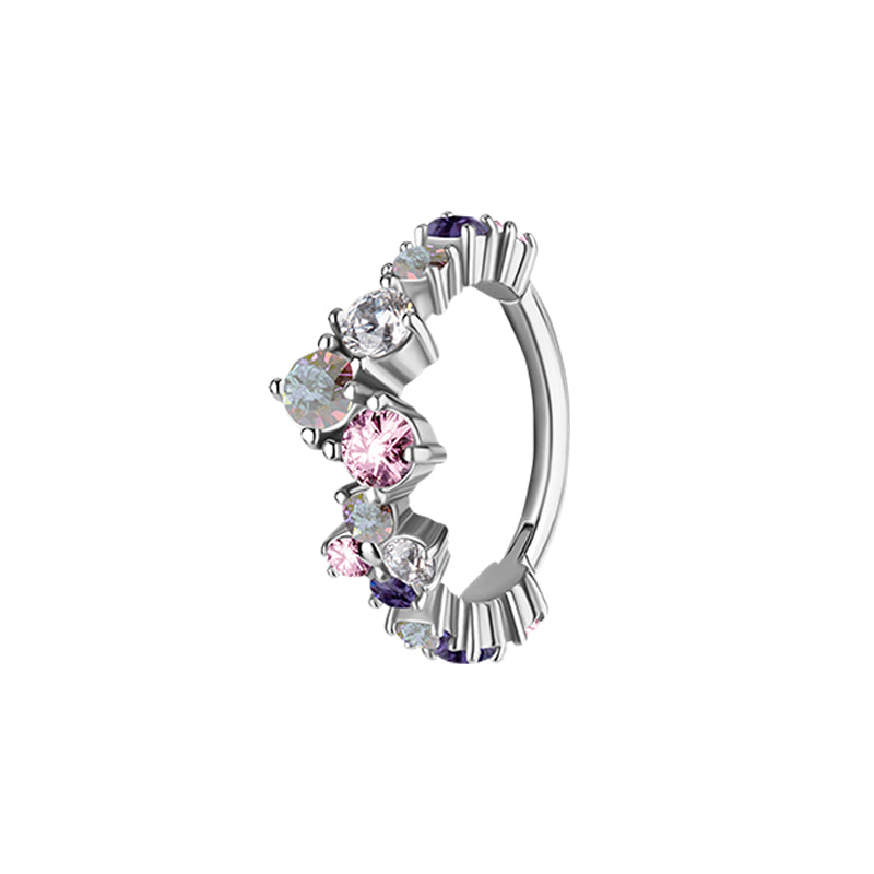 Nikkelvrij Staal Click Ring - Zirkonia Festive Zilver