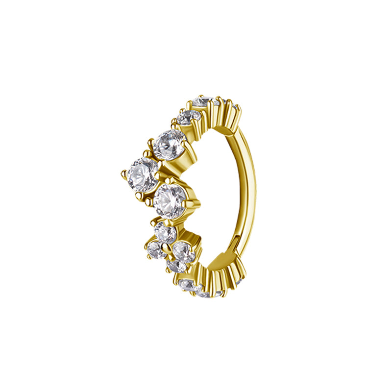 Nikkelvrij Staal Click Ring - Zirkonia Festive Goud