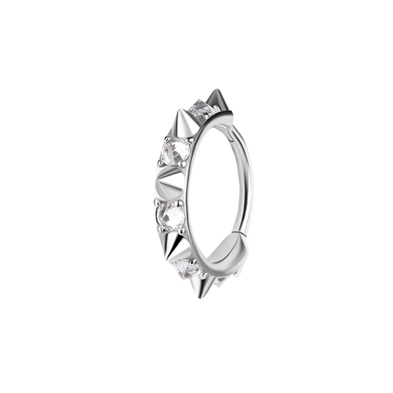 Nikkelvrij Staal Click Ring - Zirkonia Studs Zilver