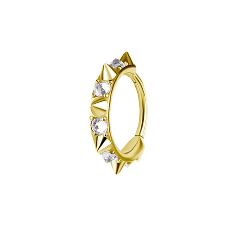 Nikkelvrij Staal Click Ring - Zirkonia Studs Goud
