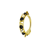 Nickelfreier Stahl-Click-Ring - Zirkonia-Steine Gold